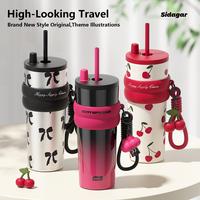 [Sidagar] 24oz Iced Coffee Tumbler – 316L Stainless Steel | Keeps Drinks Cold for 12H | Leakproof Lid + Straw | Perfect for...