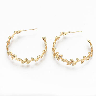 Brass Micro Pave Clear Cubic Zirconia Half Hoop Earrings