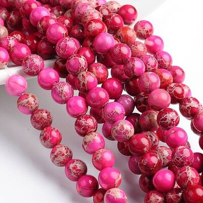 Dyed & Heated Natural Imperial Jasper Round Bead Strands