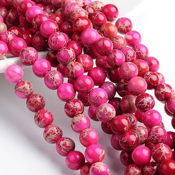 Dyed & Heated Natural Imperial Jasper Round Bead Strands