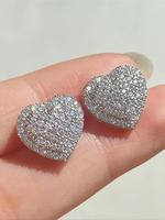 Fashion Heart Shaped Zirconia Decorated Earrings, Earrings for Women & Girls, Trendy All-match & Exquisite Jewelry for Birthd...