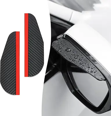 2PCS Car Rear View Mirror Rain Visor Guard, Carbon Fiber Car Side Mirror Rain Eyebrow, Waterproof Auto Mirror Rain Visor Smok...