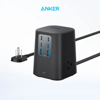 Anker Charging Station (100W), 9-in-1 USB-C Power Strip with 300J Surge Protection, 5 ft Flat Cable and Plug, For iPhone 16 a...