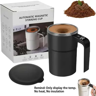 Rechargeable Self-stirring Coffee Mug, Stainless Steel Insulated Coffee Mug with Lid, Auto Power Off Heat Preservation for Ho...
