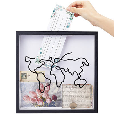 Square Wood Wall Mounted Stamp Storage Boxes with Clear Acrylic Window
