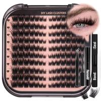 Eyelash Extensions Kit, 1 Set Individual False Eyelashes with Glue & Tweezers & Glue Remover, Professional Eye Enhancement To...