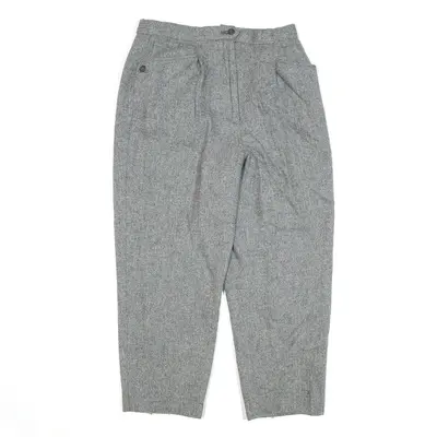 Cropped Grey Regular Mom Herringbone Trousers Womens W26 L23