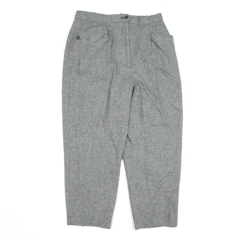 Cropped Grey Regular Mom Herringbone Trousers Womens W26 L23