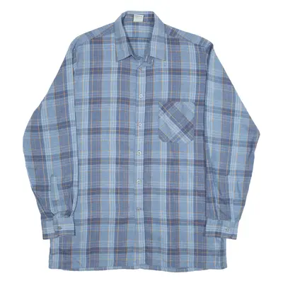 Flannel Shirt Blue Check Long Sleeve Mens M