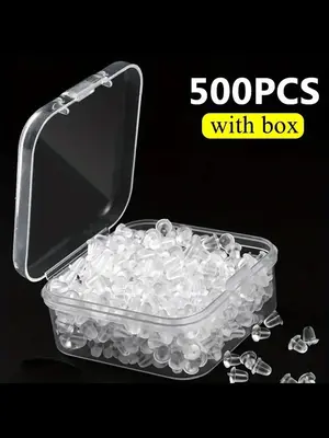 2024 New Style Transparent Silicone Earring Backs with Storage Box, Clear Rubber Ear Plugs for Jewelry Making, Diy Jewelry Ma...