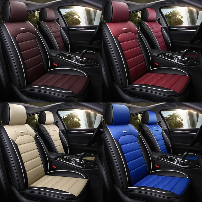 OTOEZ Universal PU Leather Car Seat Covers Full Set Automotive Front Rear Car Interior Protector Waterproof Seat Cushion