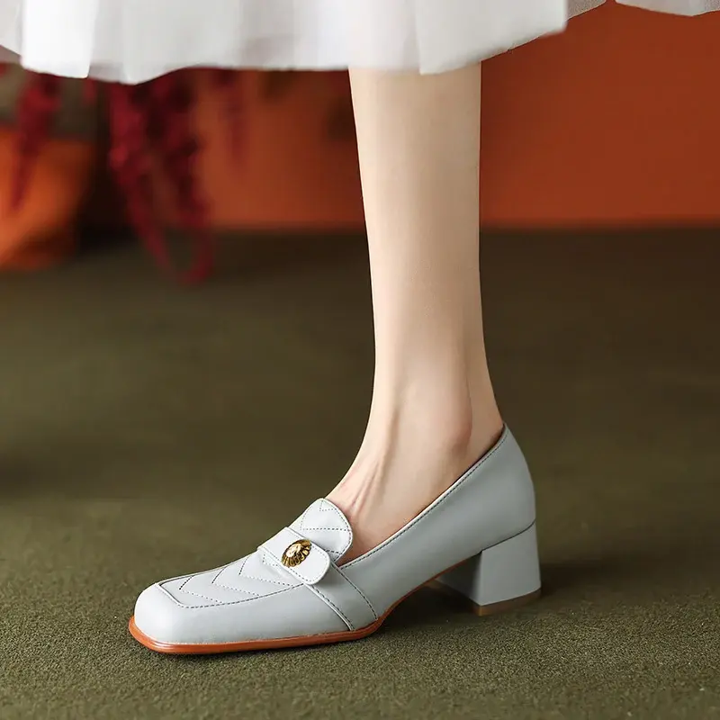 CHIKO Octavia Square Toe Block Heels Loafers Shoes