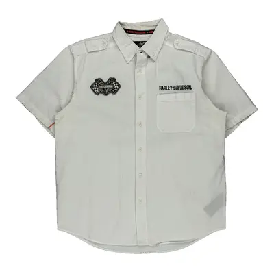 Harley Davidson Graphic Short Sleeve Shirt - Large White Cotton