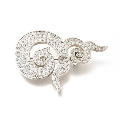 Thai Traditional Nine Number Brass Micro Pave Clear Cubic Zirconia Brooches