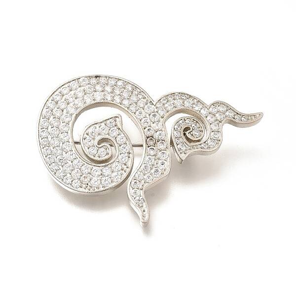 Thai Traditional Nine Number Brass Micro Pave Clear Cubic Zirconia Brooches