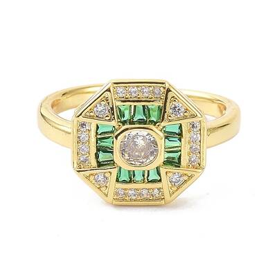 Octagon Real 18K Gold Plated Cuff Ring for Women Jewelry