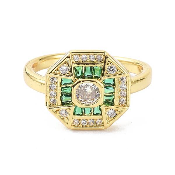 Octagon Real 18K Gold Plated Cuff Ring for Women Jewelry