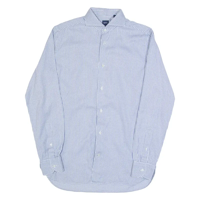 BOGGI Mens Shirt Blue Check Long Sleeve M