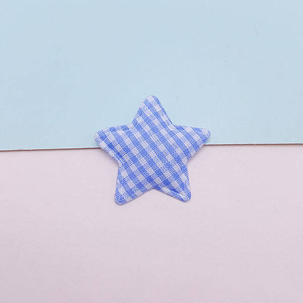 Tartan Pattern Star Shape Sew on Embossed Ornament Accessories