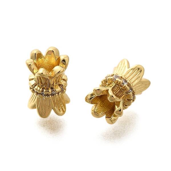 Rack Plating Brass Micro Pave Clear Cubic Zirconia Beads