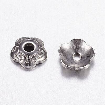 Tarnish Resistant 5-Petal 304 Stainless Steel Bead Cap
