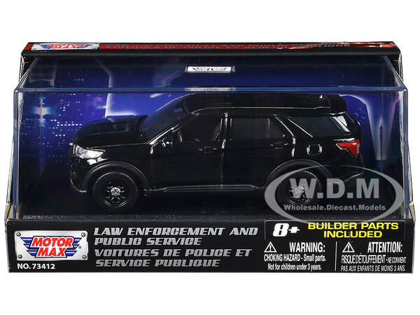 2022 Ford Police Interceptor Utility Black Unmarked Custom Builder's Kit Law Enforcement and Public Service Series 1/43 D...