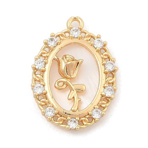Brass Micro Pave Clear Cubic Zirconia Pendants