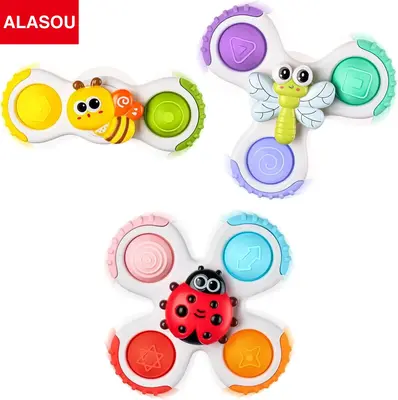 ALASOU 3PCS Pop up Suction Cup Spinner Toys | Spinning Tops Birthday Gift