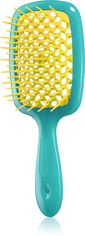 Janeke Superbrush Large Flat Hair Brush Yellow and Aqua Green