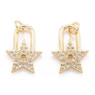 Brass Micro Pave Clear Cubic Zirconia Beads Pendant