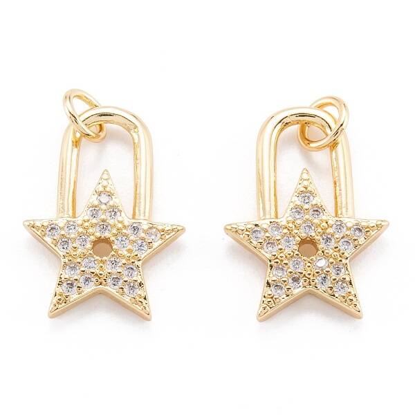 Brass Micro Pave Clear Cubic Zirconia Beads Pendant
