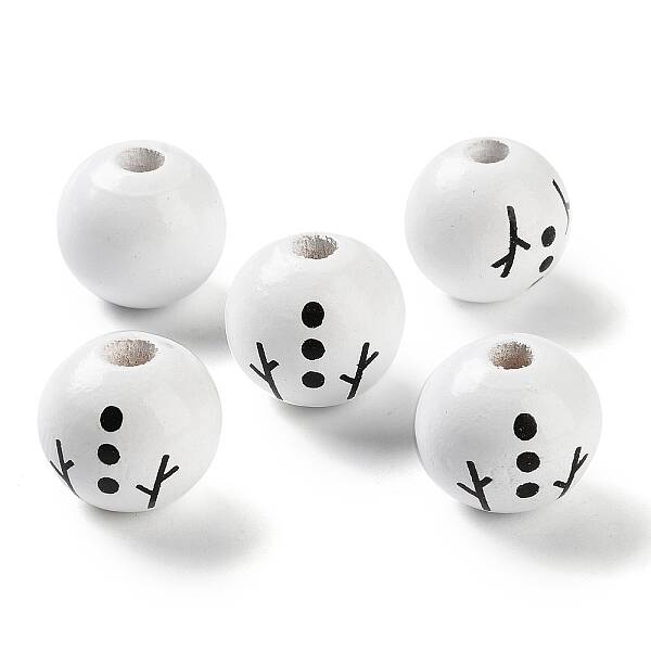 Printed Wood European Beads