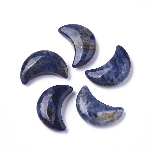 Moon Shape Natural Sodalite Healing Crystal Pocket Palm Stones
