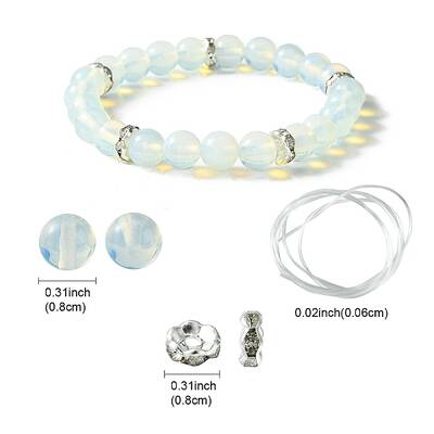 DIY Opalite Round Beaded Stretch Bracelet Making Kit