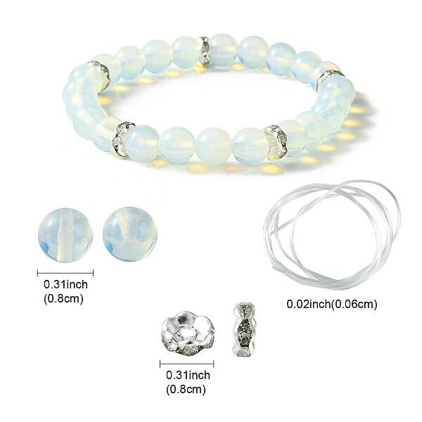DIY Opalite Round Beaded Stretch Bracelet Making Kit