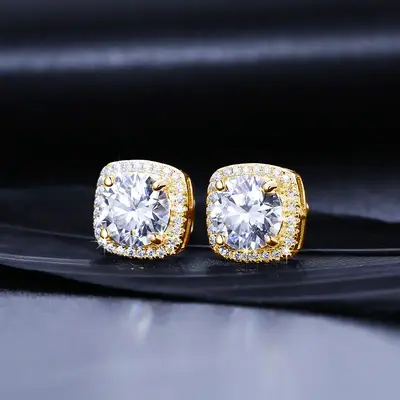 【#EE203】UCCIYO D VVS Synthetic Moissanite Square Stud Earrings 925 Sterling Silver Women Wedding Jewelry Elegant Jewelry ...