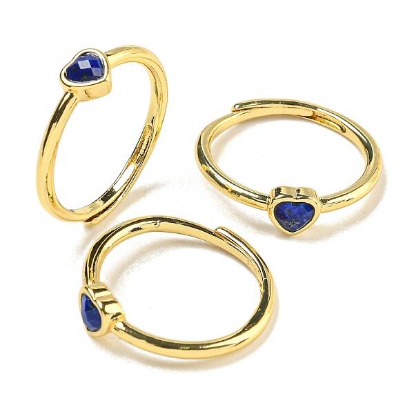 Heart Natural Lapis Lazuli Adjustable Rings