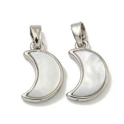 Rack Plating Brass Natural White Shell Pendants