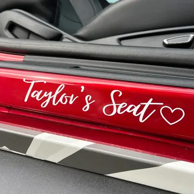 Name Seat Sticker for Car, Name Decal for Foot Step, Relationship Sticker, Custom Name Vinyl Decal, Gift for Him, Gift for He...