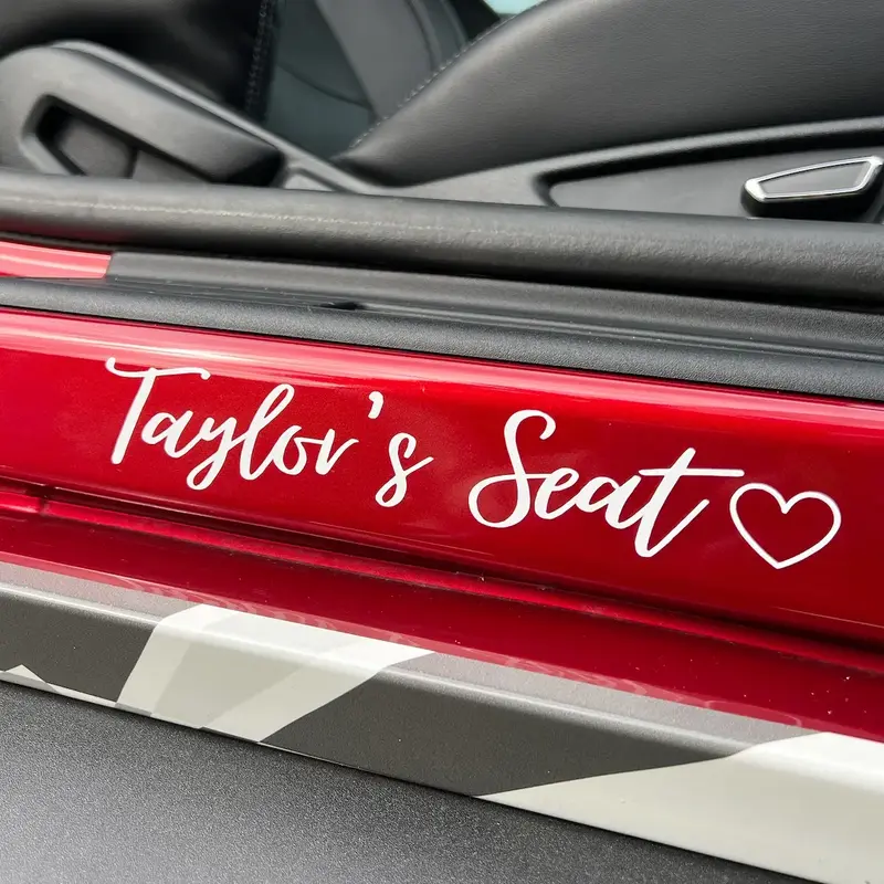 Name Seat Sticker for Car, Name Decal for Foot Step, Relationship Sticker, Custom Name Vinyl Decal, Gift for Him, Gift for He...