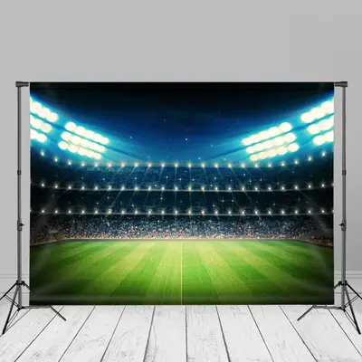 Night Soccer Stadium Shining Led Light Photo Backdrop - Aperturee