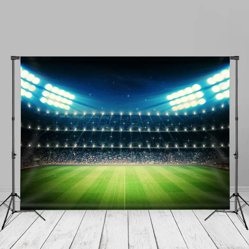 Night Soccer Stadium Shining Led Light Photo Backdrop - Aperturee
