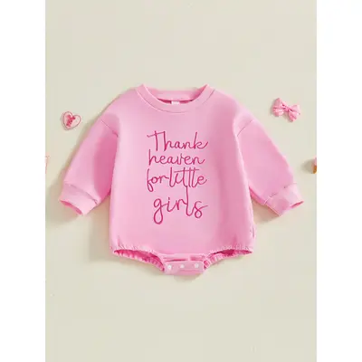 Baby Girls Fall Romper Letter Embroidery Long Sleeve Round Neck Bubble Jumpsuit 2025 Sleeve Round Neck 3D  Bodysuit Newborn