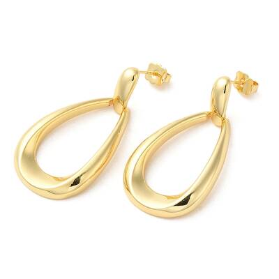 Real 18K Gold Plated Brass Dangle Stud Earrings