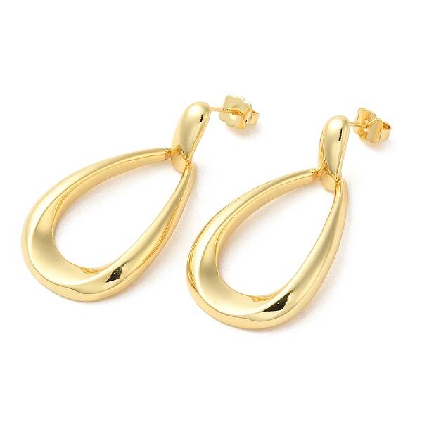 Real 18K Gold Plated Brass Dangle Stud Earrings