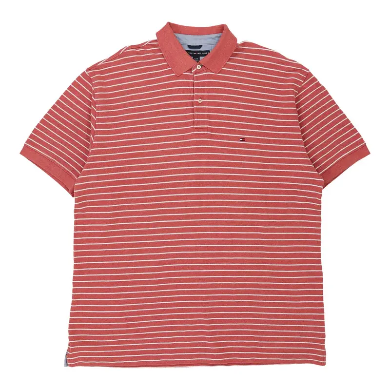 Tommy Hilfiger Striped Polo Shirt - XL Red Cotton | Size: x-large