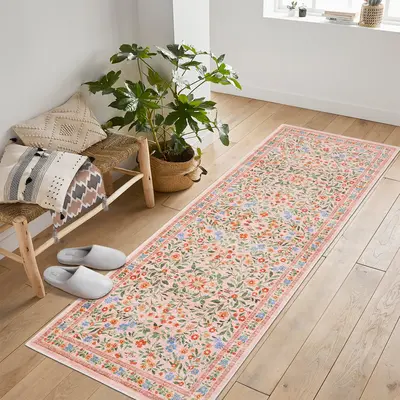 Garvee Floral Area Rugs Washable Non Slip Ultra Thin Boho Flower Indoor Floor Carpet Pink 2x6Ft for Girls Room Nursery Playro...