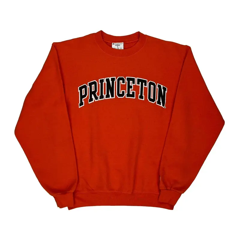 Princeton Champion College Sweatshirt - Small Orange Cotton Blend