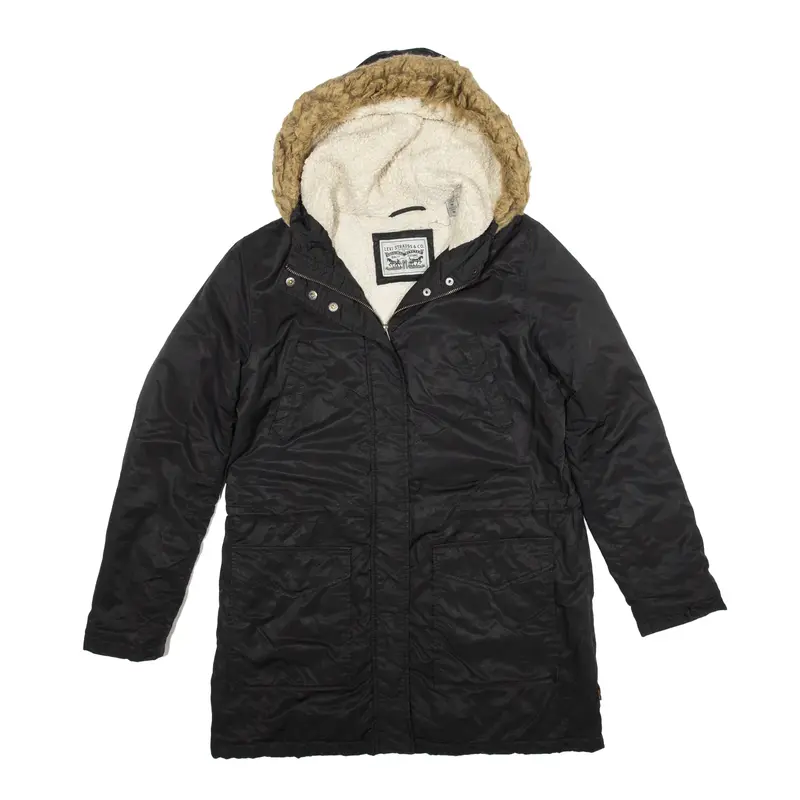 LEVI'S Fleece Lined Black Overcoat Coat M