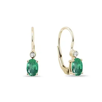 10K Gold 1.04 CT.T.W. Oval Cut Emerald & Diamond Earrings